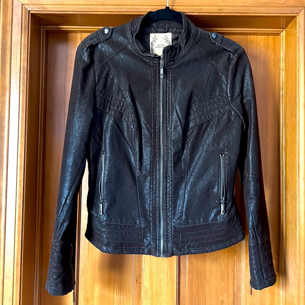 Faux Suede Moto jacket- great detailing on front and sleeves- slightly cropped.